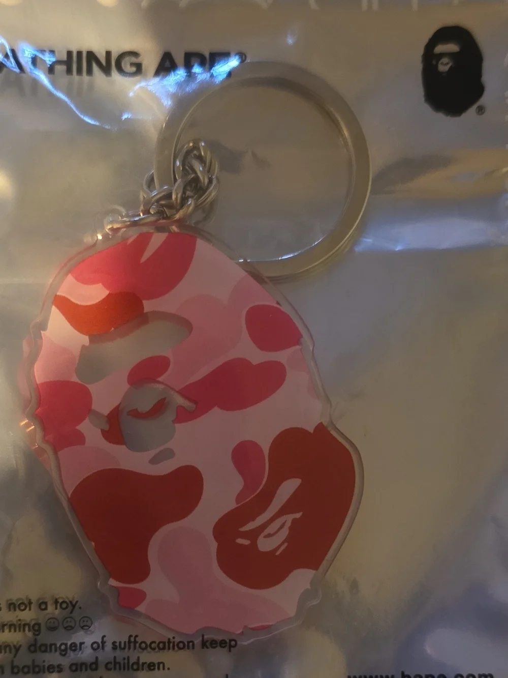 DS BAPE ABC Camo Ape Head Acrylic Keychain Pink - New In Bag - Bathing Ape